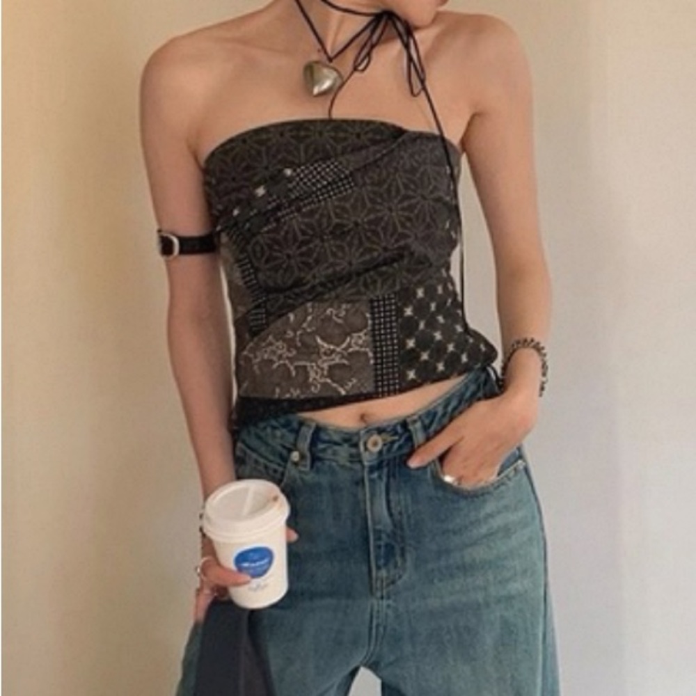 Stylish Black Bandana Sculpting Ruched Vest Corset Top